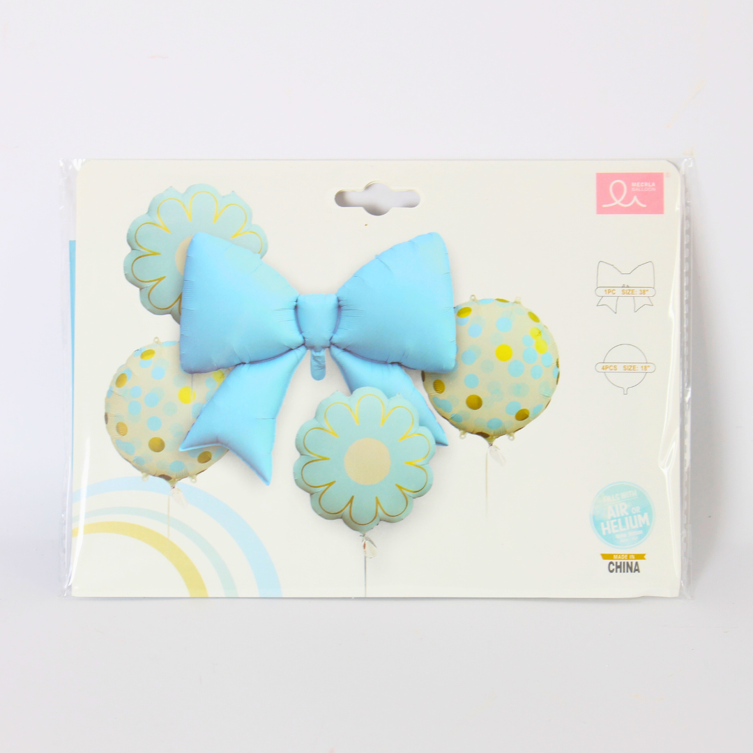 5-Piece Matte Bow Foil Balloon Bouquet Set – 1 Big 38cm + 4 Small 18cm