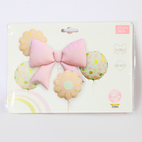 5-Piece Matte Bow Foil Balloon Bouquet Set – 1 Big 38cm + 4 Small 18cm