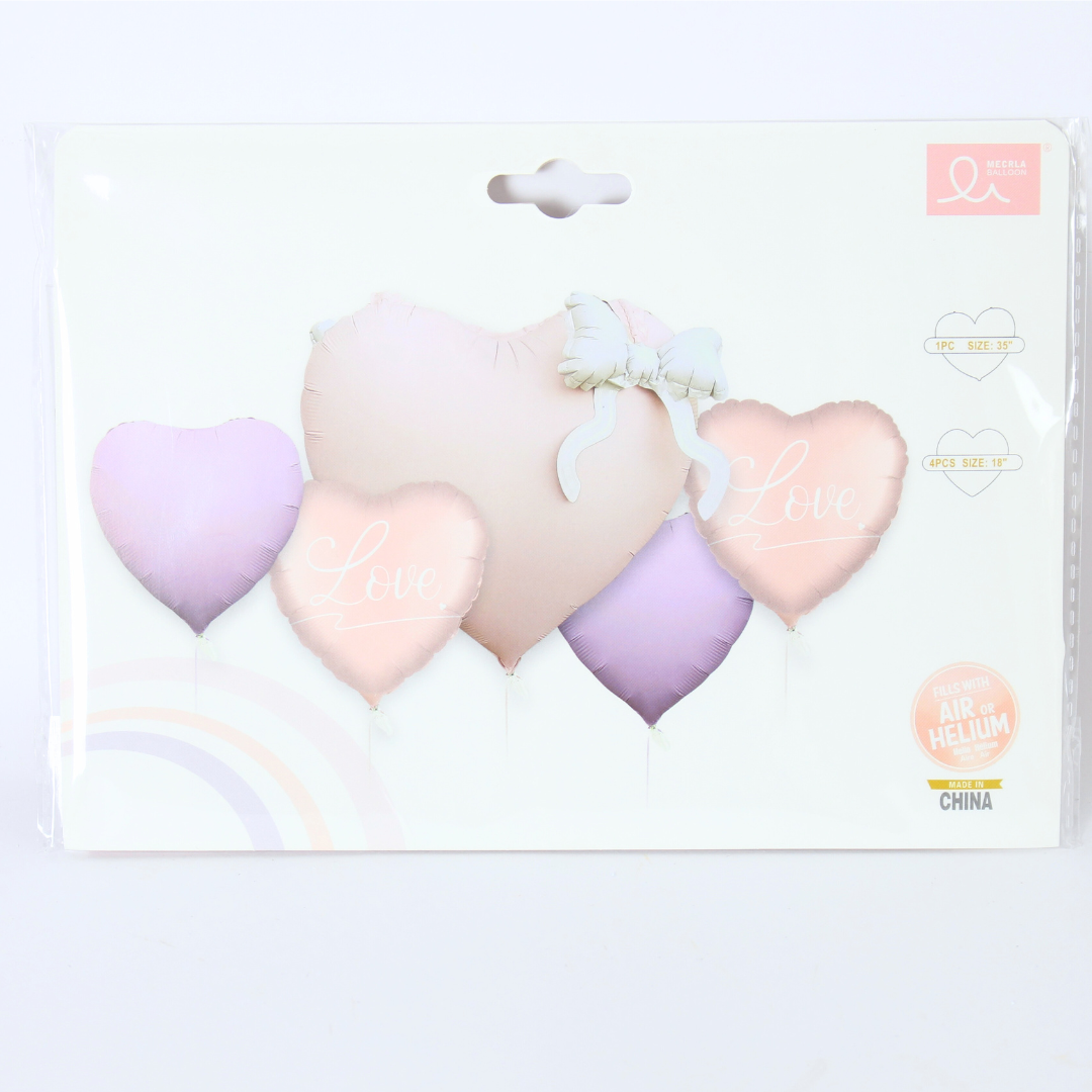 Heart-Shaped Matte Foil Balloon Set – 35in Big + 18in Small | Romantic Party Décor