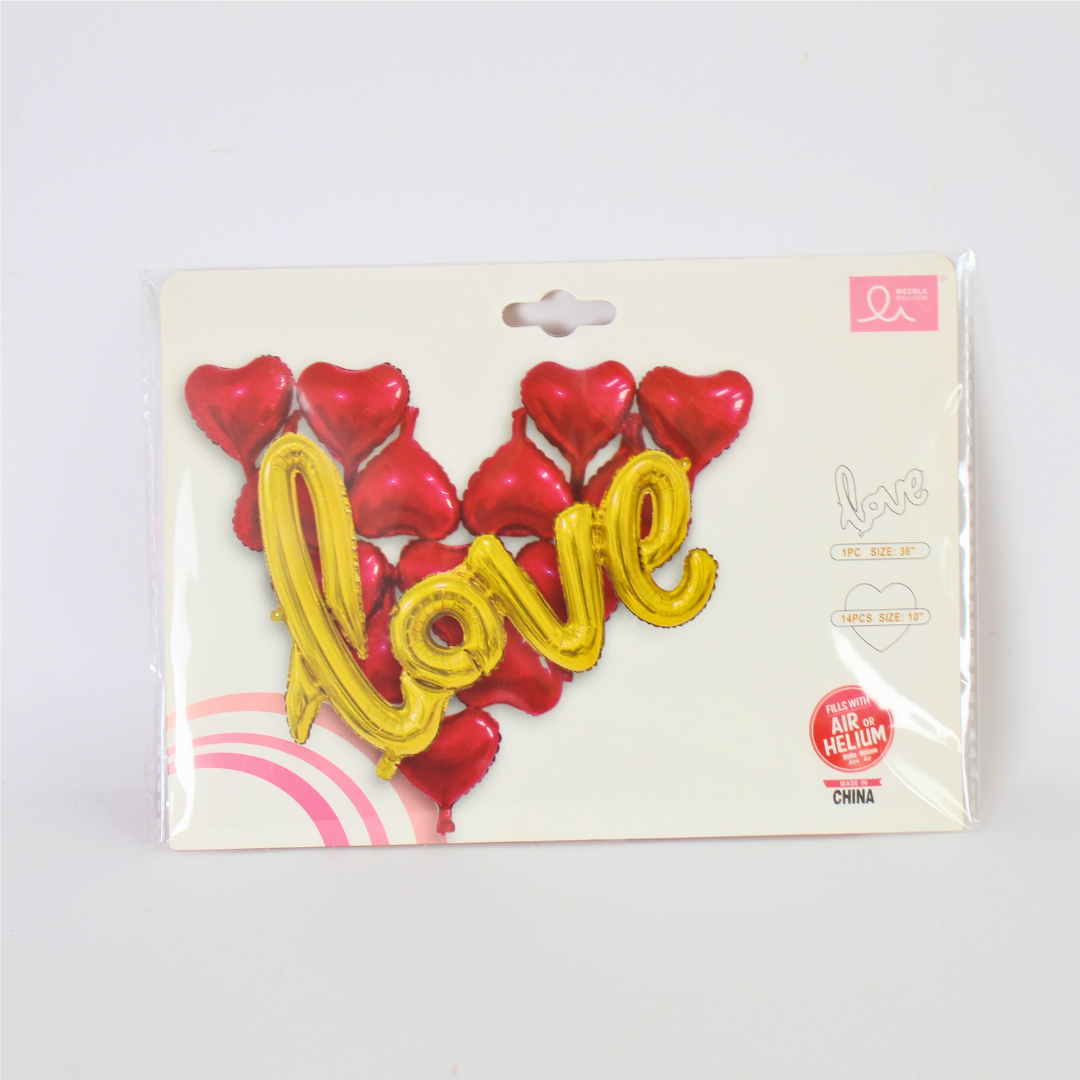 Red Heart & LOVE Foil Balloon Kit 36in | Romantic Party Decorations