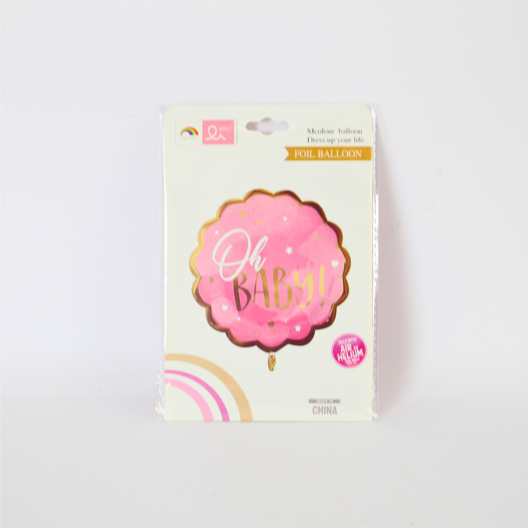 “Oh Baby” Round Foil Balloon | Baby Shower & Newborn Party Décor
