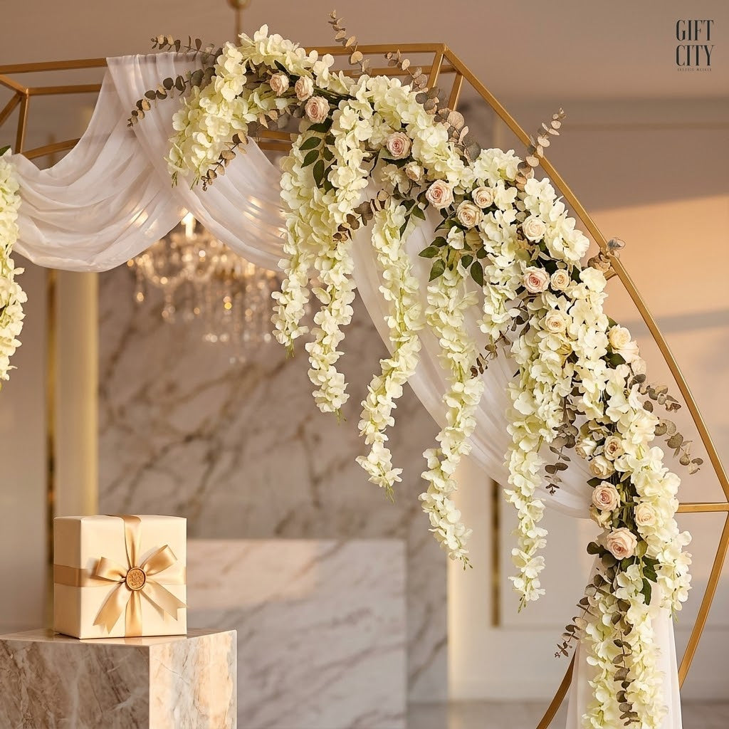 Artificial Floral Garland Vine | Light Yellow & Cream Flowers
