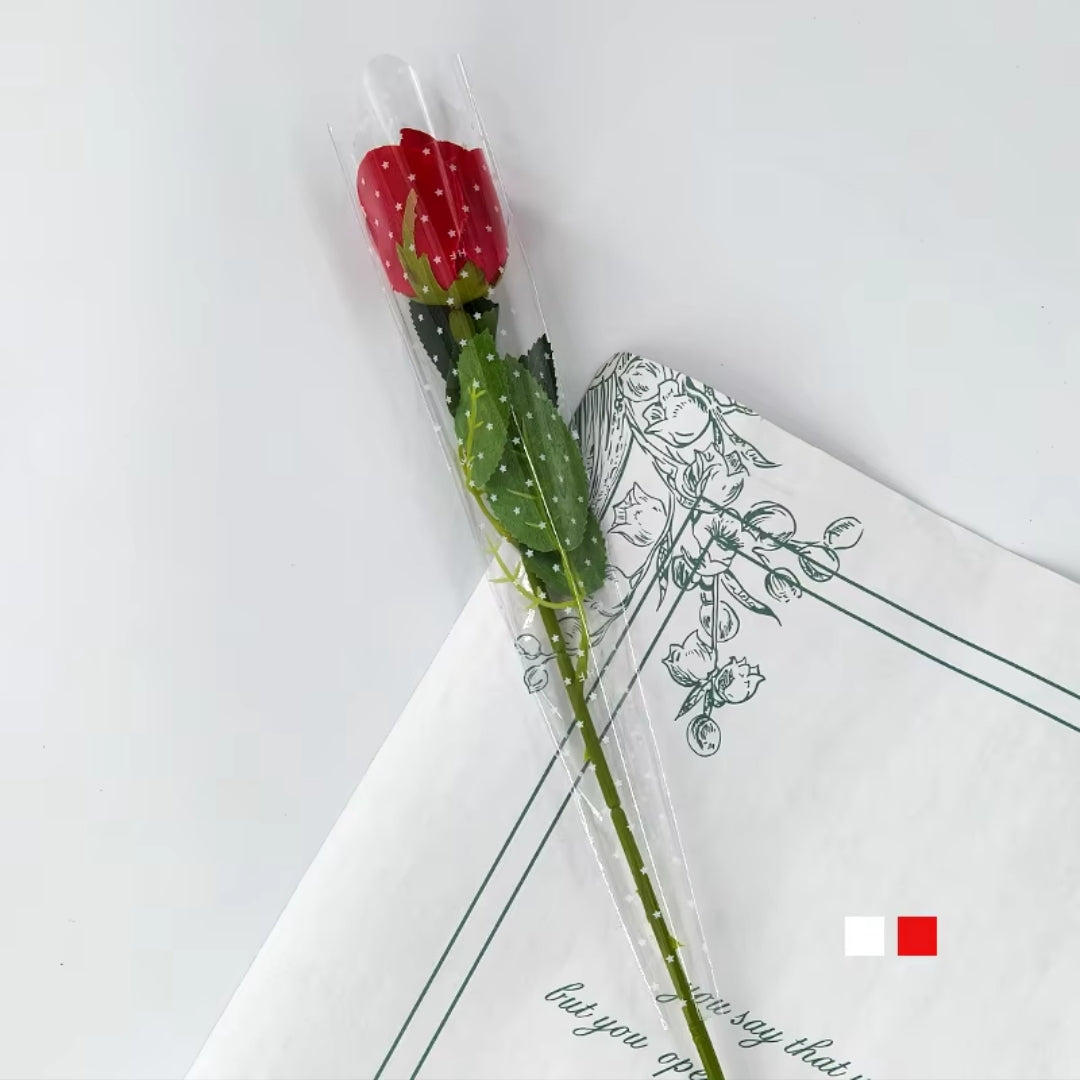Transparent Single Rose Flower Cover 100pcs | Florist Packaging Sleeves