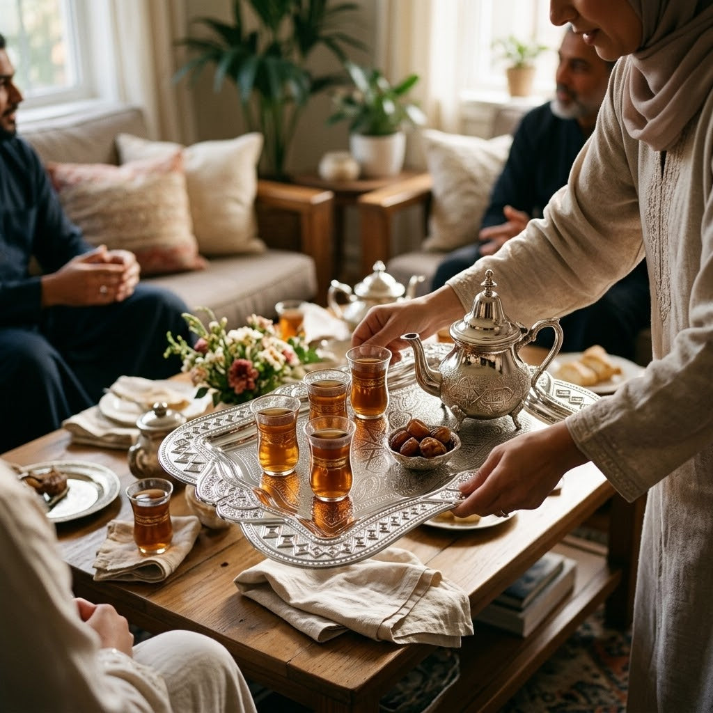 صينية تقديم معدنية بتصميم عتيق | قطعة ديكور مميزة للطاولة