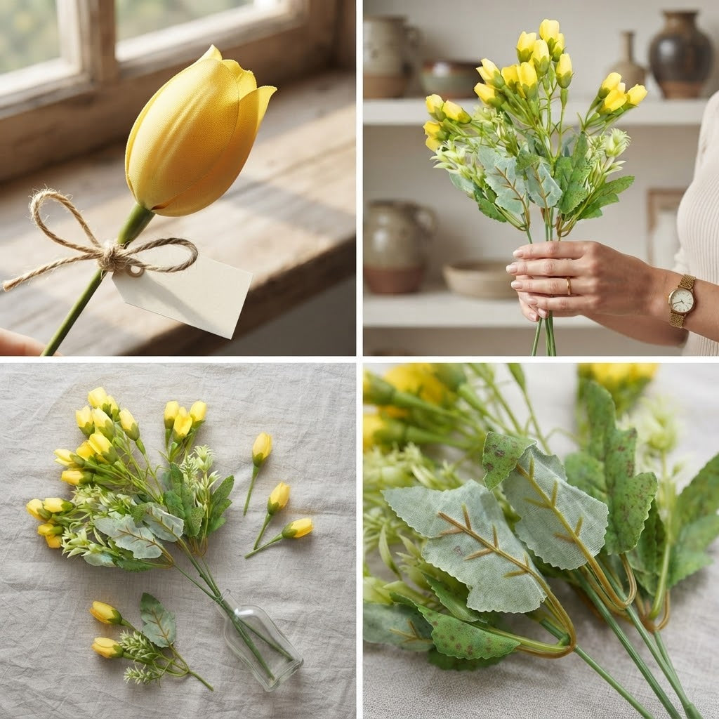 Luxury Yellow Tulip Flower | Artificial Decorative Floral Stem