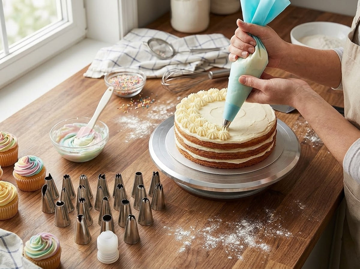 Pastry Bag with 24 Stainless Steel Nozzles | Complete Cake Decorating Set