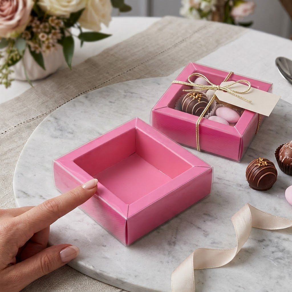 Square Favor Boxes with Clear Window 8x8x3cm | 12 Pc Pack