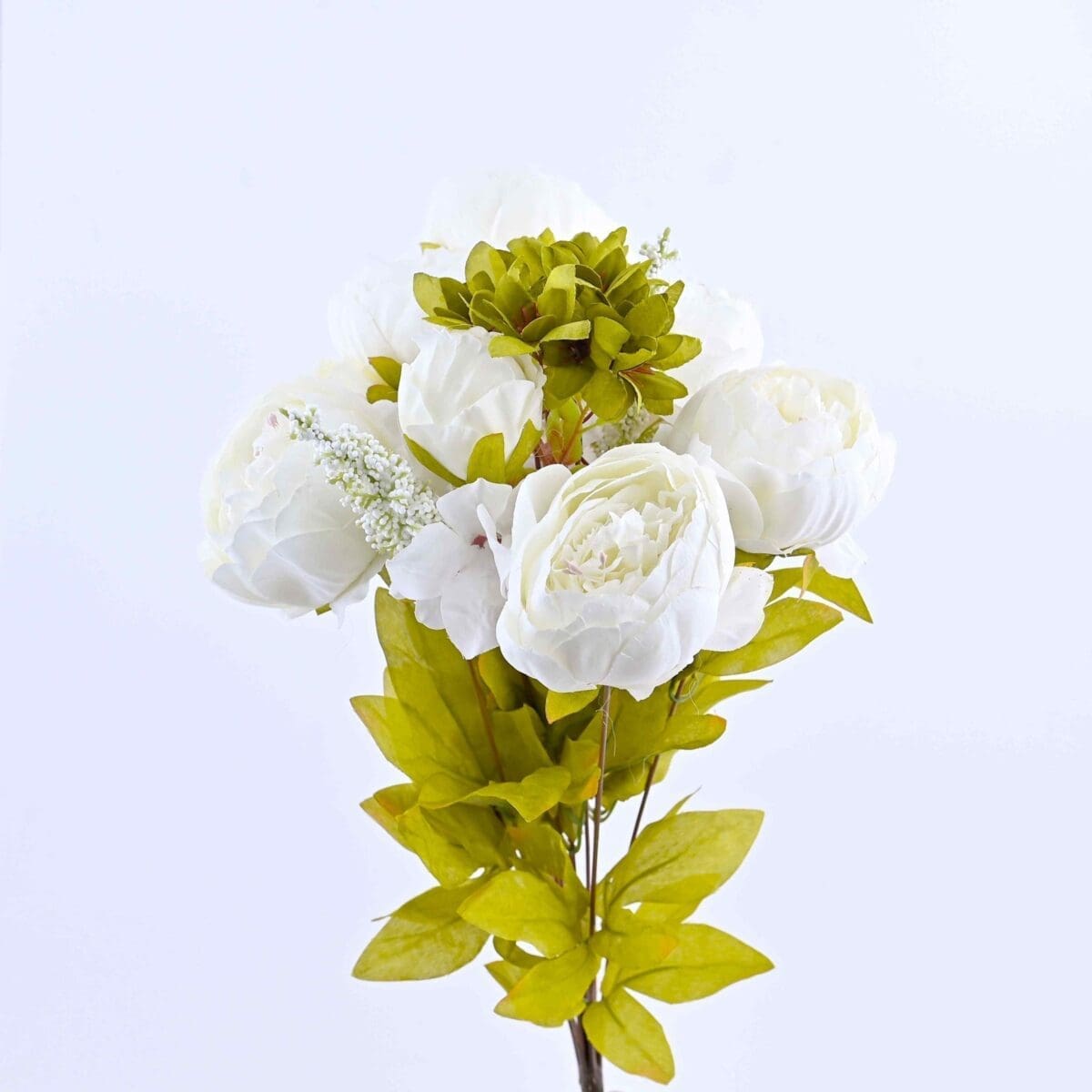 artificial peony flower with leaves