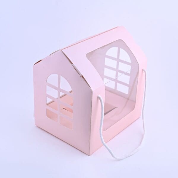 house shaped pink gift box