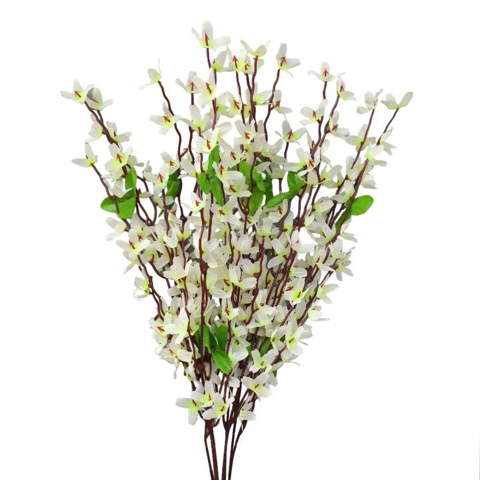 Artificial White Forsythia Flower Branches, Silk Forsythia Flowers, Faux Forsythia Decor, White Flower Branches