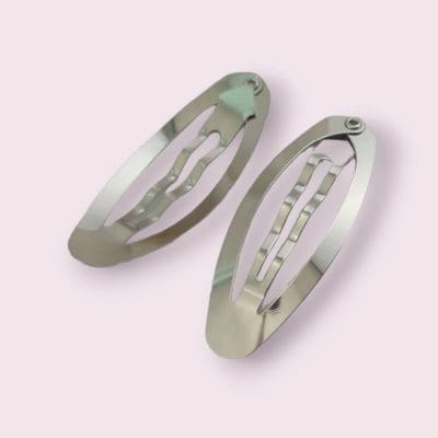 Silver oval shape snap clip hairpins set of 50 Durable silver snap clip hairpins Secure grip snap clip hairpins DIY handmade kids hair accessories Elegant metal hairpins for kids