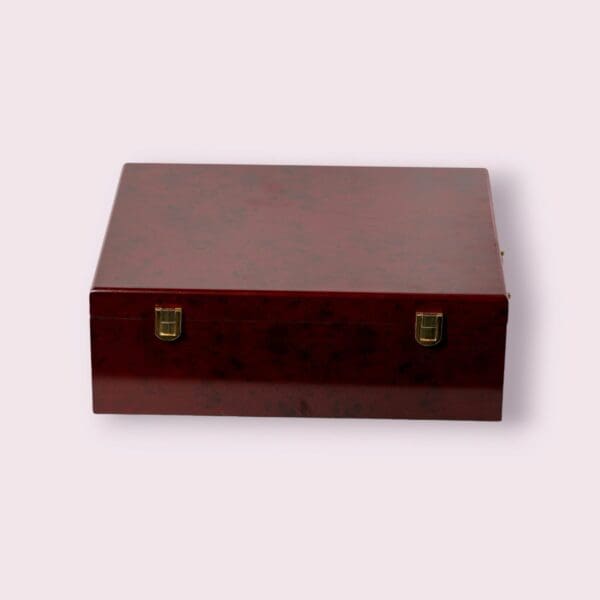 Luxury Wooden Perfume Gift Box with mahogany finish Elegant mahogany finish perfume gift box Premium quality wooden perfume box Secure closure wooden perfume gift box High-end perfume presentation box