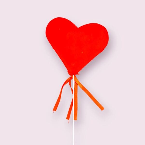 big red velvet heart toppers, scented big heart-shaped toppers, Valentine's Day cake toppers, large heart stick decorations, red ribbon heart toppers