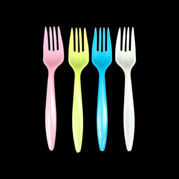 multi-color plastic forks, plastic forks set, vibrant disposable forks, colorful party cutlery, plastic forks 24 pack