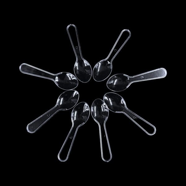 mini transparent plastic spoons, disposable dessert spoons, clear sampling spoons, plastic serving spoons, 24 pc spoon pack