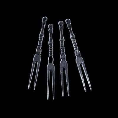 transparent plastic fruit forks, disposable fruit forks, clear appetizer forks, plastic serving forks, fruit forks 50 pack