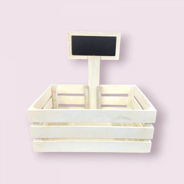 Set of 3 Rustic White Wooden Baskets with Blackboard | Perfect for Farmhouse Decor - Image 2