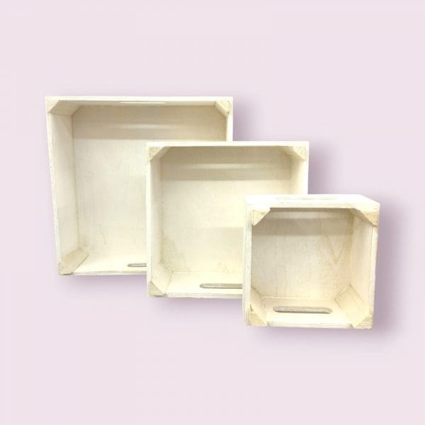 Set of 3 Rustic White Wooden Baskets | Perfect for Farmhouse Decor and Storage - Image 2