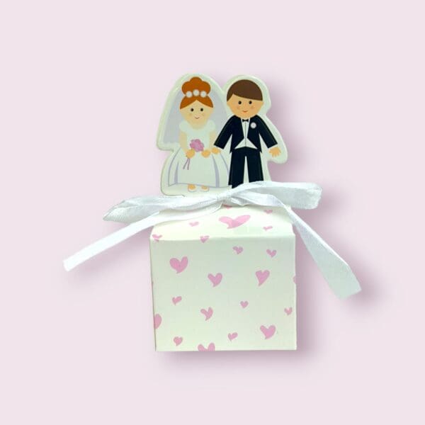 wedding decor paper box, couple image gift box, small wedding favor box, ribbon gift box, wedding memento box