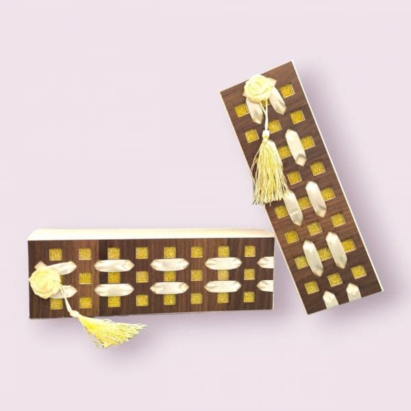 Wedding Rectangle Gift Box with Wooden Cover with Glitter (12PC) | Elegant Gift Packaging - Image 3