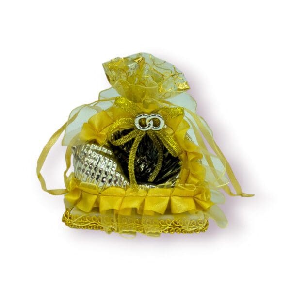 shell shape chocolate organza bag, gold organza bag, elegant gift bag, chocolate presentation bag, wedding favor bag