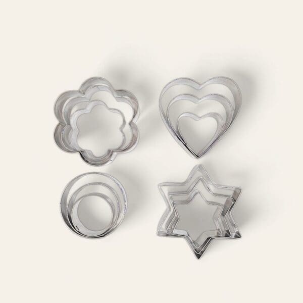 12pcs cookie cutter set, star flower round heart cutters, stainless steel cookie cutters, baking tools set, assorted cookie cutters