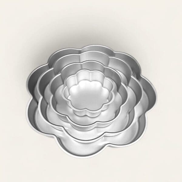 Aluminium petal cake pan set, non-stick petal cake pans, 4-piece baking pan set, petal cake moulds, aluminium baking pans