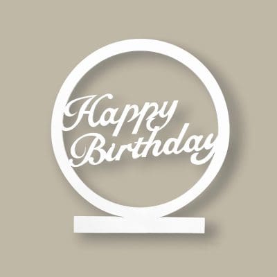 round happy birthday wood sign, wooden birthday sign, round shape birthday sign, happy birthday word letter cut, festive birthday decor, wooden party sign