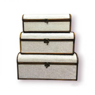 silver wooden treasure chest box, set of 3 wooden boxes, empty wooden chest, decorative storage boxes, silver treasure chest, wooden gift box set