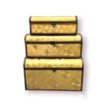 gold wooden treasure chest box, set of 3 wooden boxes, empty wooden chest, decorative storage boxes, gold treasure chest, wooden gift box set