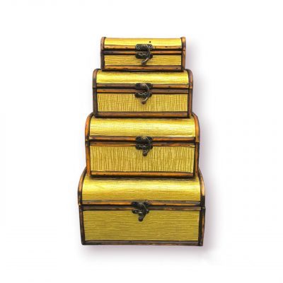wooden treasure chest box, set of 4 wooden boxes, empty wooden chest, decorative storage boxes, rustic treasure chest, wooden gift box set
