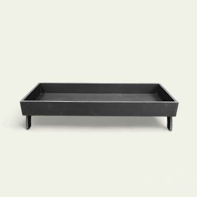 WPC rectangle black tray with stand, black tray for flowers with stand, flower arrangement tray with stand, event decor tray with stand, WPC floral tray, black rectangular tray with stand