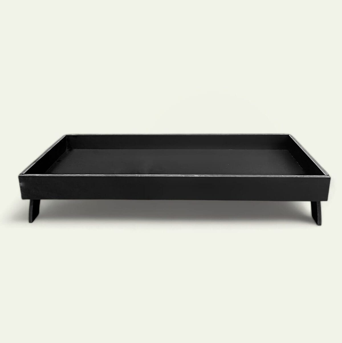 WPC black rectangle tray with stand, tray for flowers with stand, event decor tray, black rectangle tray, WPC tray with stand, decorative tray for events