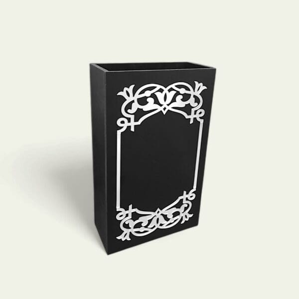 WPC Black Rectangle Box with Silver Acrylic Frame for Flower Arrangements & Party Decor | 40x24x10.5cm - Image 2