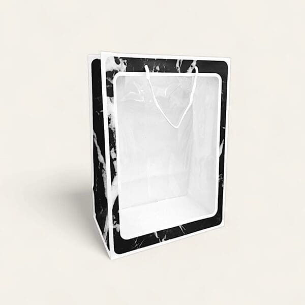 Marble gift bag, PVC window gift bag, paper gift bag with handle, elegant gift bag, luxury gift packaging