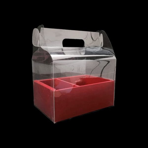 Clear PVC Gift Box with Handle | Folding Flower Cake Box 26.5x18.5x30 cm - Image 2