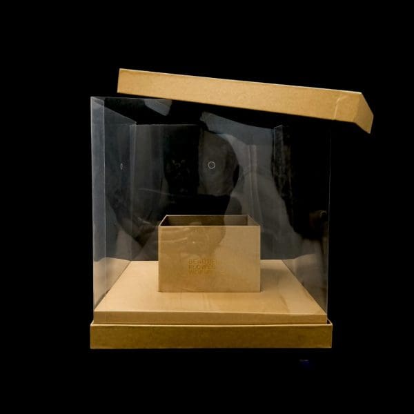 Clear Square PVC Flower Box with Handle 30x30x30 cm | Elegant Transparent Bouquet Packaging - Image 4