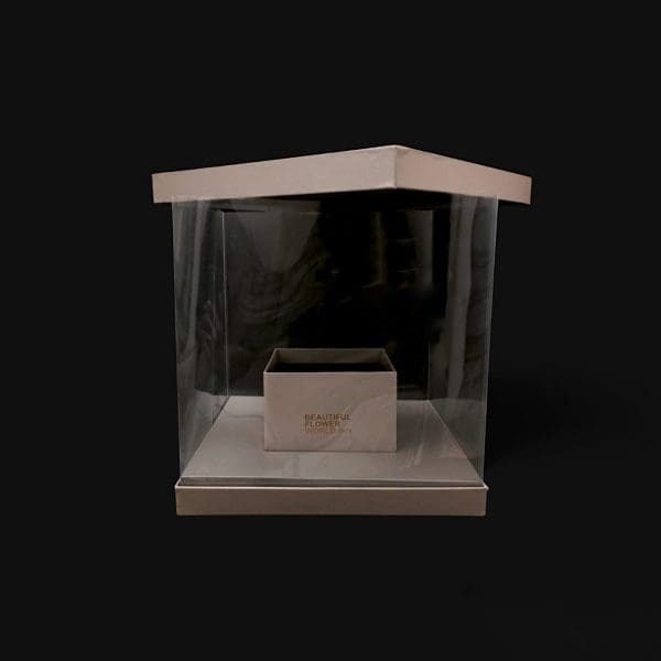 Clear Square PVC Flower Box with Handle 30x30x30 cm | Elegant Transparent Bouquet Packaging - Image 6