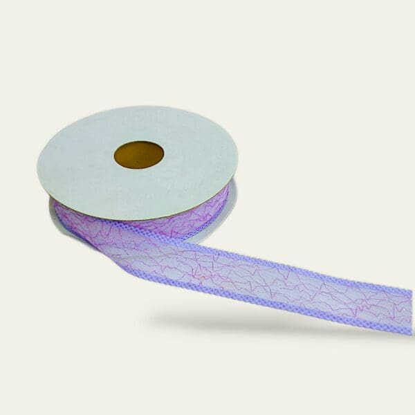 Lilac net ribbon with designed top and side, 1 inch decorative net ribbon, lilac net ribbon 20 yards, decorative ribbon for crafts, wedding ribbon