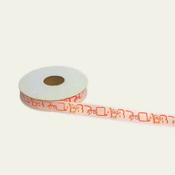 Grosgrain ribbon with baby prints, 1/2 inch baby ribbon, baby shower decorative ribbon, 25-yard grosgrain ribbon, baby-themed ribbon