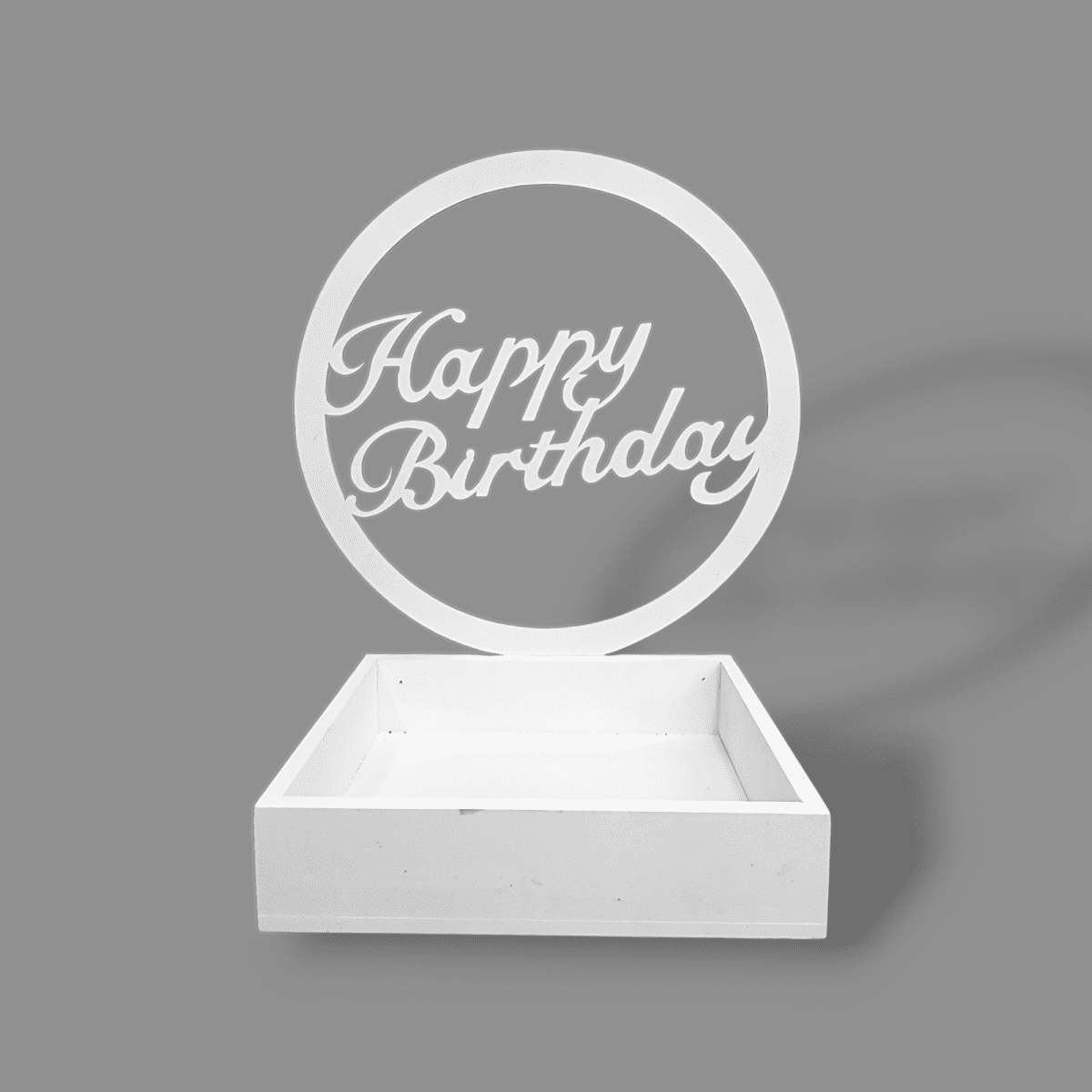 Happy Birthday wooden name cutout, white wooden box for birthdays, decorative wooden box, birthday party decor, gift box with wooden name