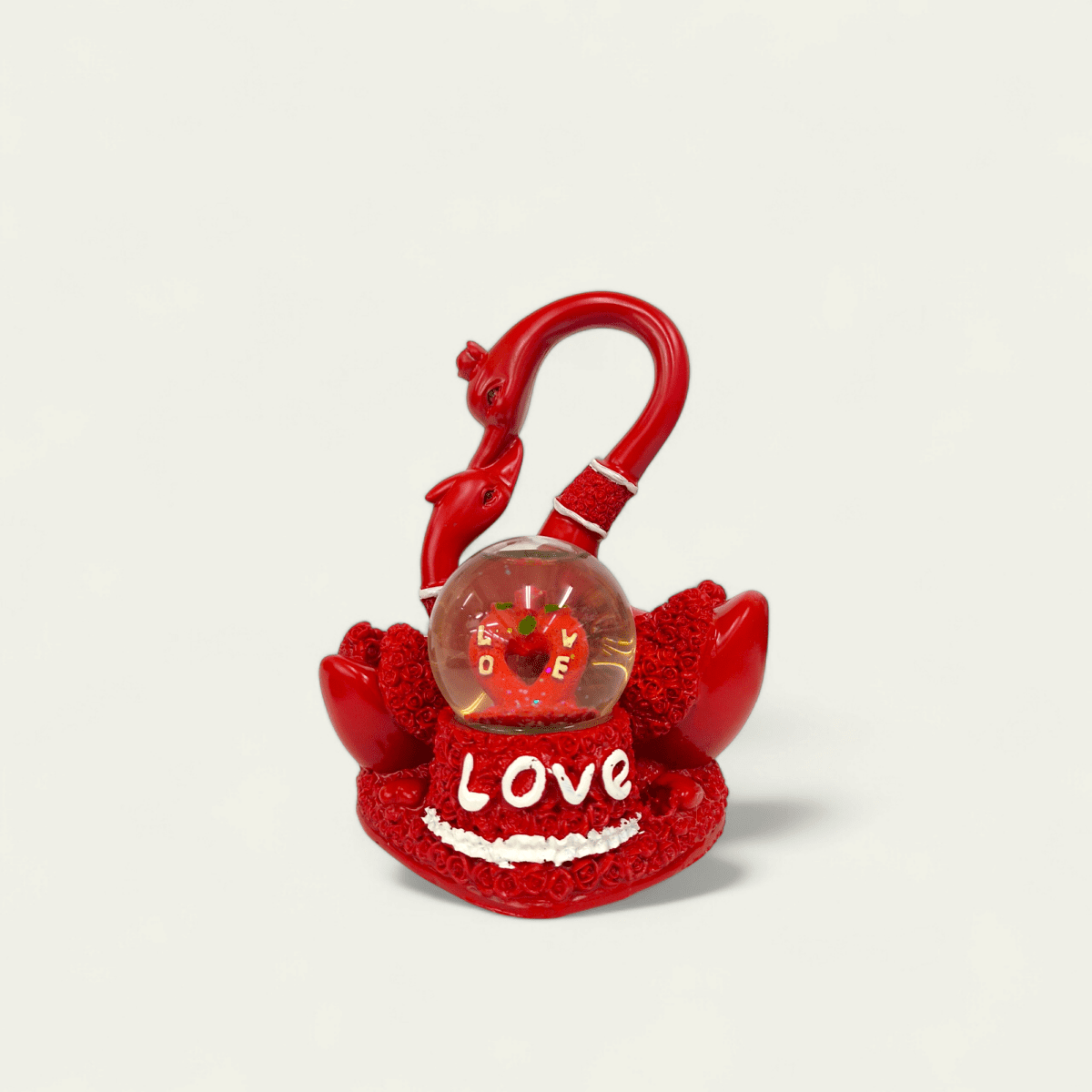 Red Ceramic Double Swan, love swan figurine, ceramic swan couple, romantic swan decoration, swan love symbol