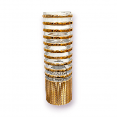 Golden line 10-line glass vase 12x40cm, tall flower vase with gold accents, luxury glass vase for décor, decorative golden striped vase