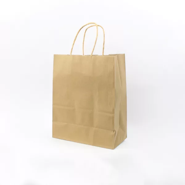 large kraft paper bag with handle, eco-friendly kraft shopping bag, recyclable brown paper bag, reusable kraft gift bag, kraft floral packaging bag