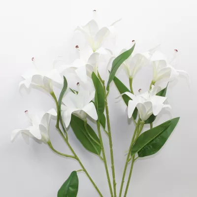 artificial lily flower 5 stems, multiple colour lily bouquet, silk lily flower arrangement, faux lily floral stems, realistic artificial lily