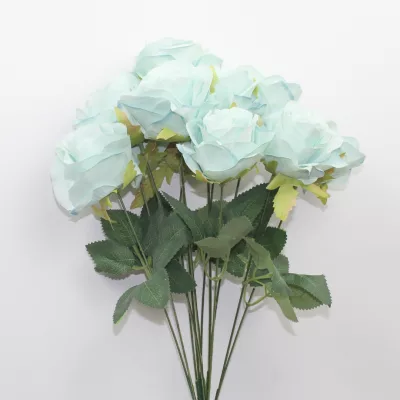 artificial rose bunch 12 head stem, multiple color silk roses, faux rose flower bouquet, realistic artificial rose bunch, decorative roses for home