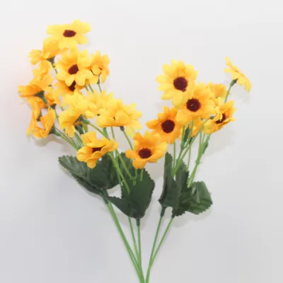 artificial sunflower small, mini silk sunflower, realistic faux sunflower, small sunflower decoration, yellow sunflower artificial flower