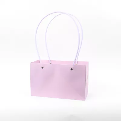 waterproof paper bag with handle, kraft paper bag 22x13x10 cm, eco-friendly floral gift bag, reusable waterproof packaging bag, paper flower bouquet bag