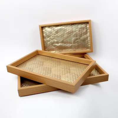 3 pc wooden rectangular tray set, large medium small wooden trays, nesting wooden serving trays, multi-size wooden tray set, home décor wooden trays