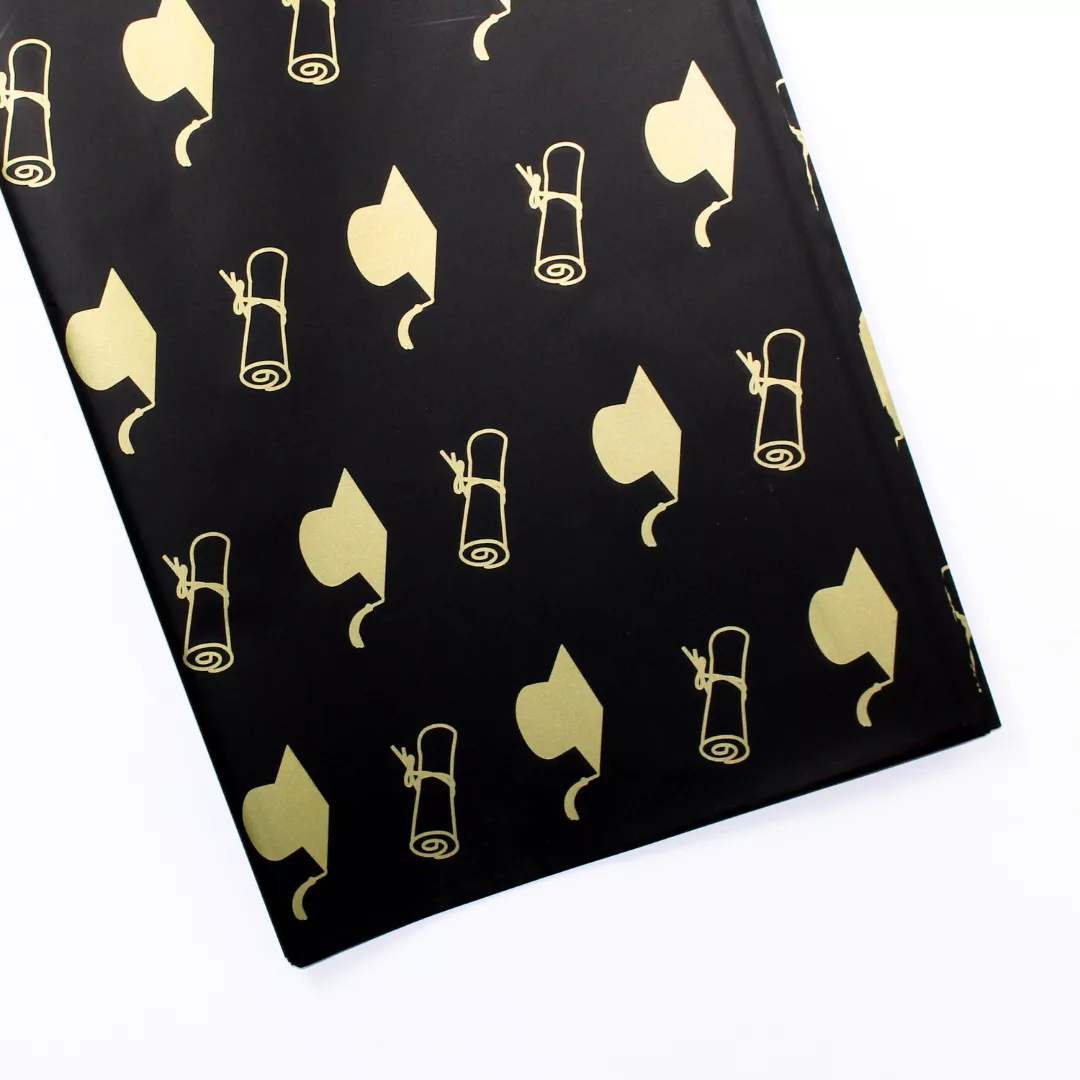 51 graduation cap printed wrapping paper, graduation bouquet wrap, plastic graduation floral wrap, waterproof graduation wrapping sheet, printed graduation cap gift wrap